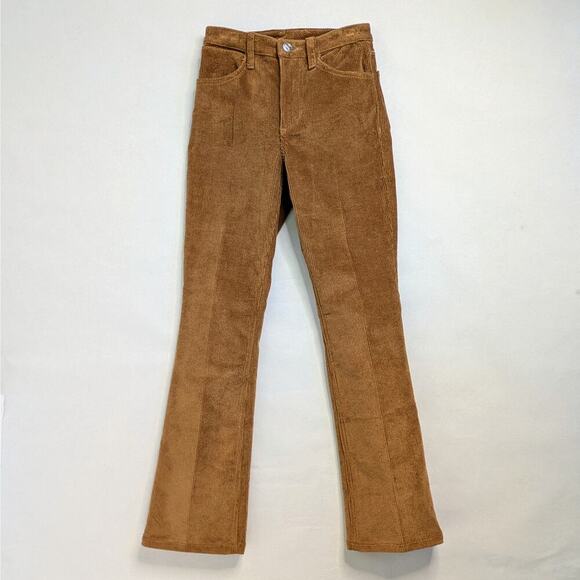 SPRWMN Pants Women's 23 Brown Cognac Corduroy Micro Flare Wide Wale Stretch - Picture 1 of 10